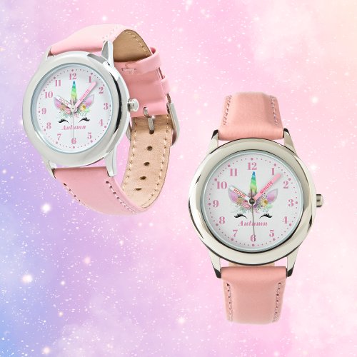 Rainbow Unicorn Personalized Custom Kids Watch