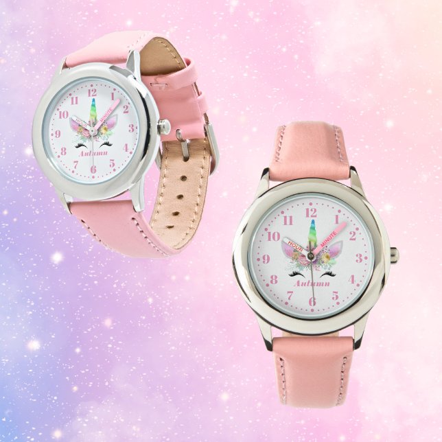 Rainbow Unicorn Personalized Custom Kid's Watch (Creator Uploaded)