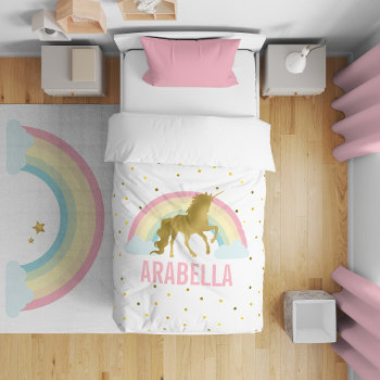 Rainbow Unicorn Personalized Duvet Cover by heartlocked at Zazzle