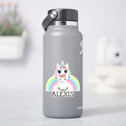 Rainbow Unicorn Personalized Name Sticker