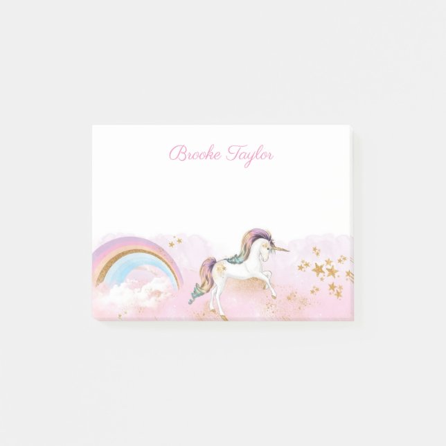 Rainbow Unicorn Personalized Post-it Notes (Front)