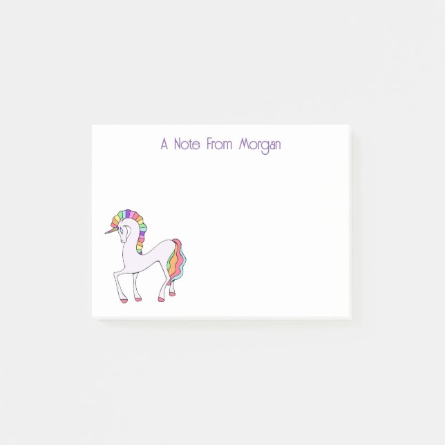 Rainbow Unicorn Personalized  Post-it Notes (Front)