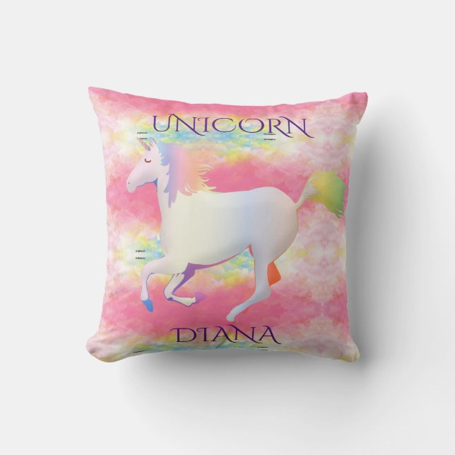 Rainbow unicorn personalized throw pillow. pillow (Front)
