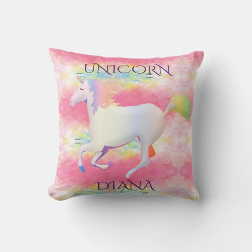 Rainbow unicorn personalized throw pillow throw pillow