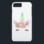 Rainbow Unicorn Phone Case<br><div class="desc">This smiling unicorn with pink watercolor flowers and rainbow horn makes a perfect design for the phone of any unicorn lover!</div>