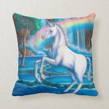Rainbow Unicorn Pillow by gailgastfield at Zazzle