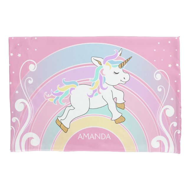 Rainbow Unicorn Pillow Case (Front)