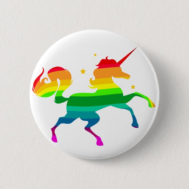 Rainbow Unicorn Pinback Button (Front)