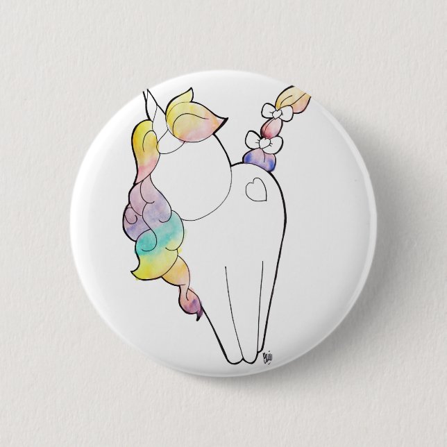Rainbow Unicorn Pinback Button (Front)