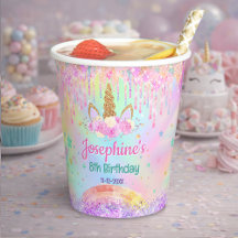 Rainbow Unicorn pink aqua birthday