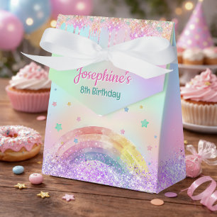 Rainbow Unicorn pink aqua birthday tent Favor Boxes