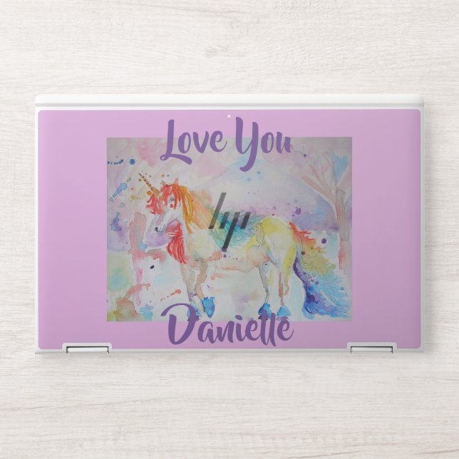 Rainbow Unicorn Pink Girls Laptop Skin (Front)