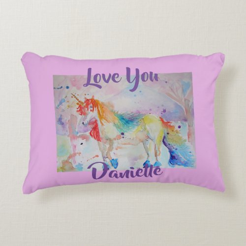 Rainbow Unicorn Pink Girls Nursery Love Cushion