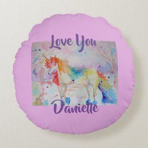 Rainbow Unicorn Pink Girls Nursery Love Cushion