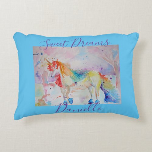 Rainbow Unicorn Pink Girls Sweet Dreams Cushion