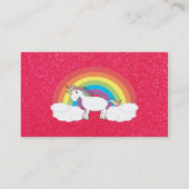 Rainbow unicorn pink glitter business card (Back)