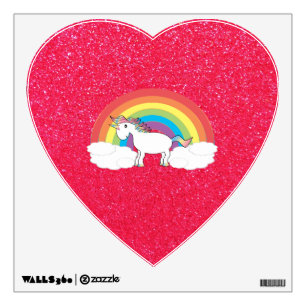 Rainbow unicorn pink glitter wall sticker