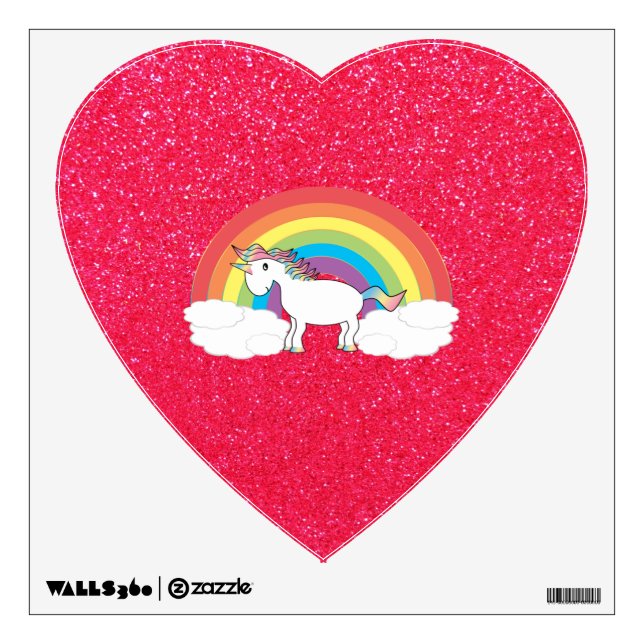 Rainbow unicorn pink glitter wall sticker (Front)