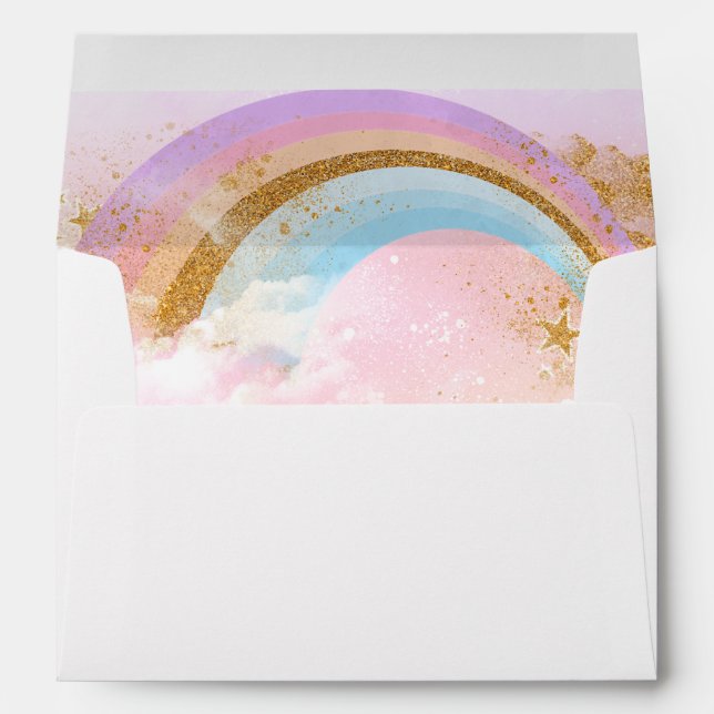 Rainbow unicorn pink gold pastels envelope (Back (Bottom))