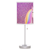 Rainbow Unicorn Pink Ombre Glitter Girly Table Lamp (Left)