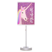 Rainbow Unicorn Pink Ombre Glitter Girly Table Lamp (Front)