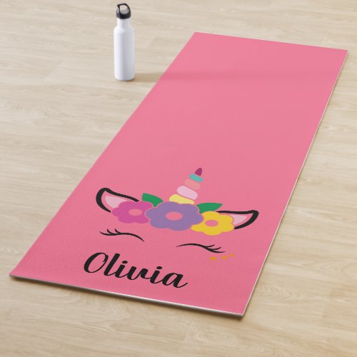 Rainbow Unicorn Pink Personalized  Yoga Mat