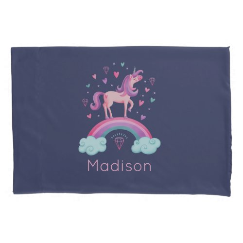 Rainbow Unicorn Pink Purple Girly Pillow Case