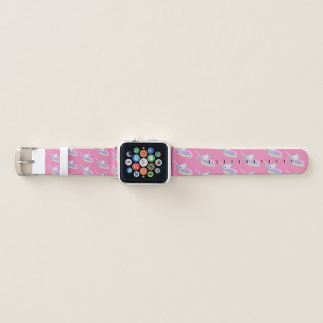 Rainbow Unicorn Pink Trendy Apple Watch Band Zazzle