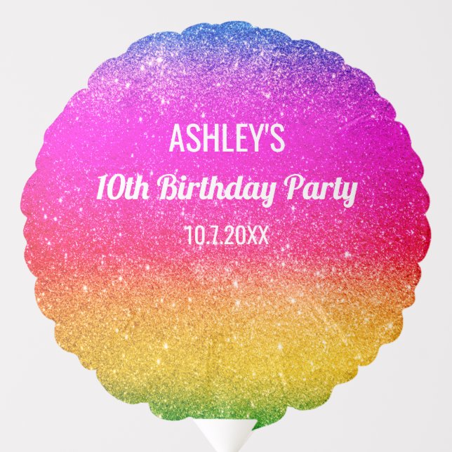 Rainbow Unicorn Pink Yellow Sparkle  Balloon (Front)