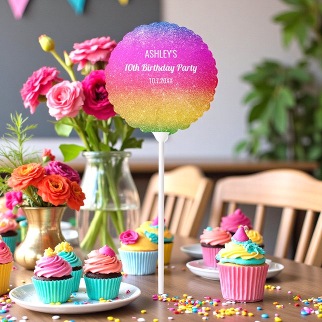 Rainbow Unicorn Pink Yellow Sparkle  Balloon (Creator Uploaded)