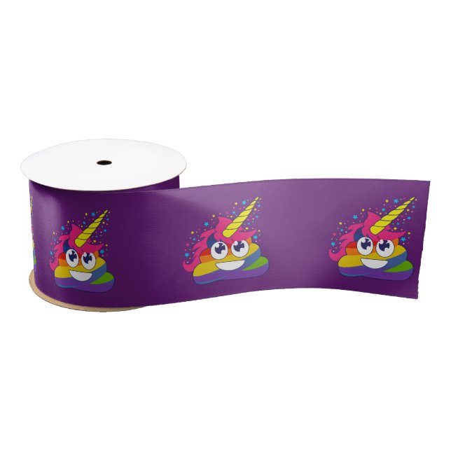 Rainbow Unicorn Poo Emoji (purple) Ribbon (Spool)