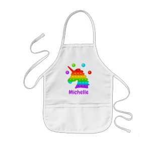 Rainbow Unicorn Pop It Fidget Toy Kids' Apron