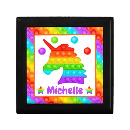 Rainbow Unicorn Pop It Fidget Toy Kids Gift Box