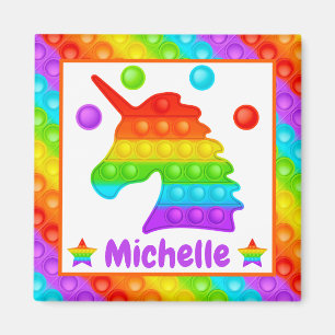 Rainbow Unicorn Pop It Fidget Toy Kids Magnet