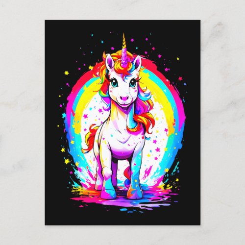 Rainbow unicorn  postcard