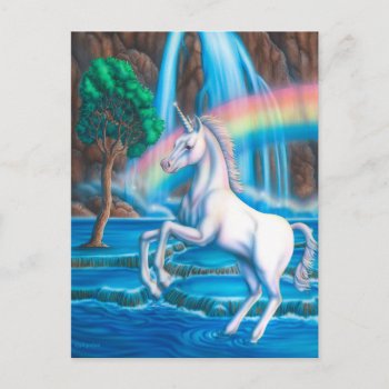 Rainbow Unicorn Postcard by gailgastfield at Zazzle