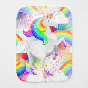 Rainbow Unicorn Princess Baby Shower Girl Gift Baby Burp Cloth