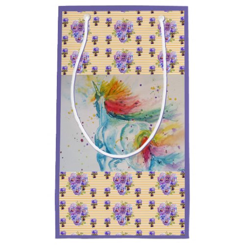 Rainbow Unicorn Purple floral Watercolour Gift Bag