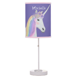 Rainbow Unicorn Purple Personalized Girls Lamp