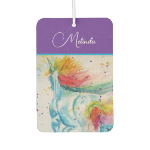 Rainbow Unicorn Purple Watercolor Girls Birthday Air Freshener