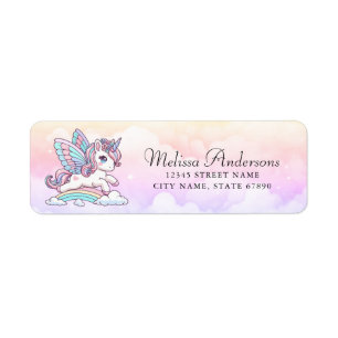 Rainbow Unicorn Return Address Labels
