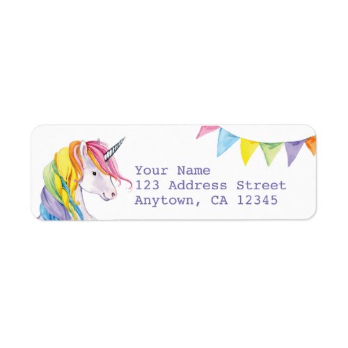 Rainbow Unicorn Return Address Labels