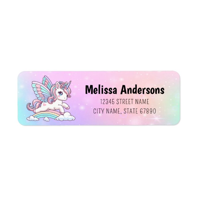 Rainbow Unicorn Return Address Labels (Front)