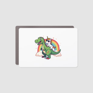 Rainbow Unicorn Riding T rex - Dinosaur Boys Girls Car Magnet