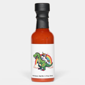 Rainbow Unicorn Riding T rex - Dinosaur Boys Girls Hot Sauces