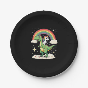 Rainbow Unicorn Riding T rex - Dinosaur Boys Girls Paper Plates