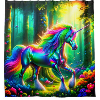 Rainbow Unicorn Shower Curtain
