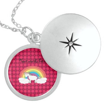 Rainbow Unicorn Silver Locket by Brothergravydesigns at Zazzle