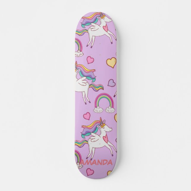 Rainbow unicorn skateboard (Front)