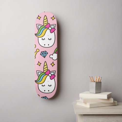 Rainbow unicorn skateboard